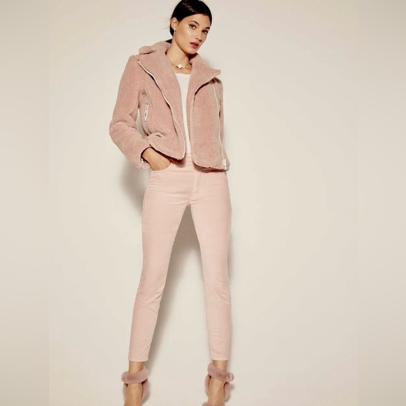 MOTHER The Looker Ankle Skinny Velvet Pants in Beige/Cream colour - Picture 2 of 13